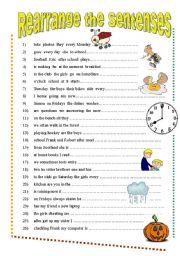 English Worksheet: Grammar 3pages (80items) .. Rearrage the words into the correct grammar ^^  Enjoy!!! 
