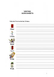 English worksheet: WRITING WORKSHEET 2