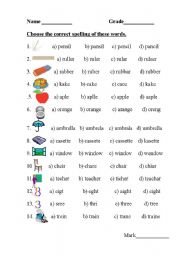 English Worksheet: word spelling