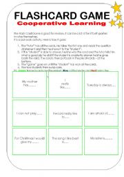 English Worksheet: Flashcard Game (Cards for Cooperative Learning Structure) -3 pgs