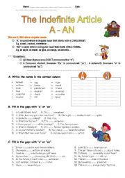 English Worksheet: A vs An