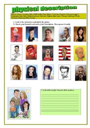 English Worksheet: caricatures - physical description