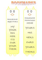 English Worksheet: POSSESSIVE BOOKMARKS