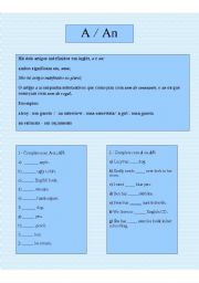 English worksheet: a / an