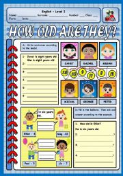 English Worksheet: HOW OLD ARE THEY
