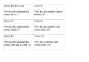 English Worksheet: I have, Who has-Before, After and Between