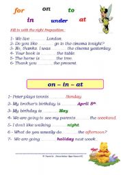 English Worksheet: prepositions