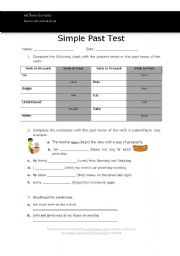 English Worksheet: Simple past test