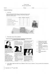 English worksheet: Famous people