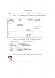 English worksheet: verb to be