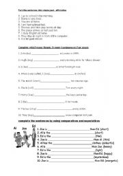 English worksheet: tenes & comparatives