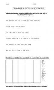 English worksheet: grammar & pron