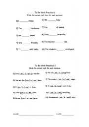 English Worksheet: To Be Verb Practice 
