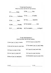 English worksheet: To Be Verb Practice 