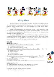 English Worksheet: Mickey Mouse