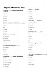 English Worksheet: PLACEMENT TEST