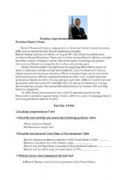 English Worksheet: President Barak Obama