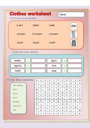 English worksheet: Clothes vocabulary