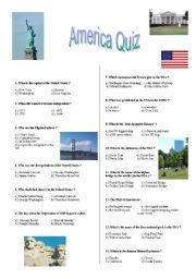 English Worksheet: America quizz