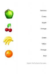 English Worksheet: Fruits and Colors