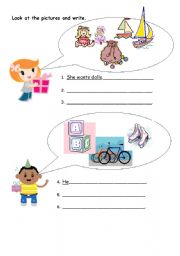 English Worksheet: What does s/he want for her bisrthday?
