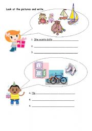 English worksheet: What does s/he want for her bisrthday?