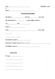 English worksheet: My personal Worksheet