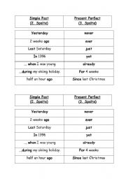English worksheet: Signalsgame Simple Past vs Present Perfect