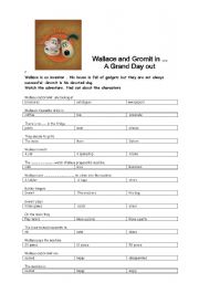 English Worksheet: wallace et gromit a grand day out