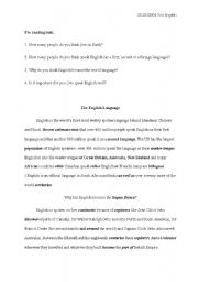 English Worksheet: The English Language