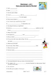 English worksheet: Holiday in Florida  - fill in 