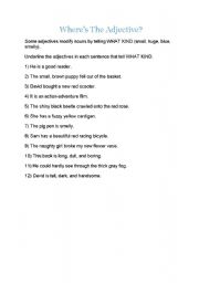 English Worksheet: adjective exercise