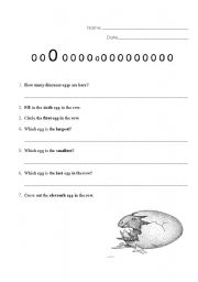 English Worksheet: Dinosaur Numbers Worksheet