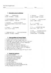 English Worksheet: Present Simple test