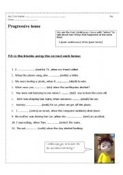 English worksheet: Past Progressive Tense