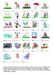 Learn vocabulary linked with sports, verbs, lots of possible activities