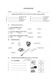 English Worksheet: HOW MUCH IS / HOW MUCH ARE
