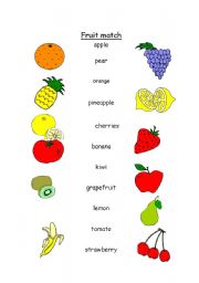 English Worksheet: fruit match