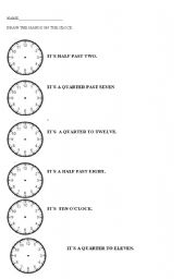 English worksheet: TELLING THE TIME