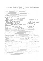 Present Simple Vs Present Continuous Exercise