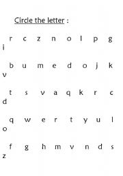English worksheet: circle the letter m