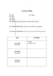 English Worksheet: Lesson-Plan template