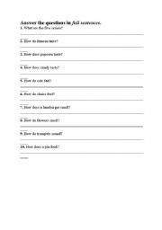 English Worksheet: five senses