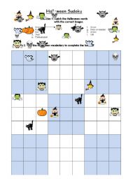 English Worksheet: Halloween Sudoku