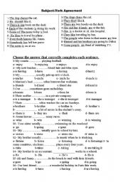 English Worksheet: subject verb agreement