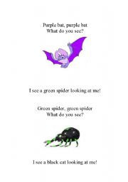 English worksheet: purple bat what do you see