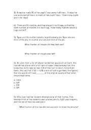 English worksheet: Fraction Practice