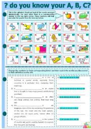 English Worksheet: DO YOU KNOW YOUR A, B, C?