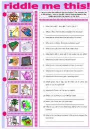 English Worksheet: RIDDLE ME THIS!