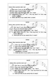 English worksheet: Music